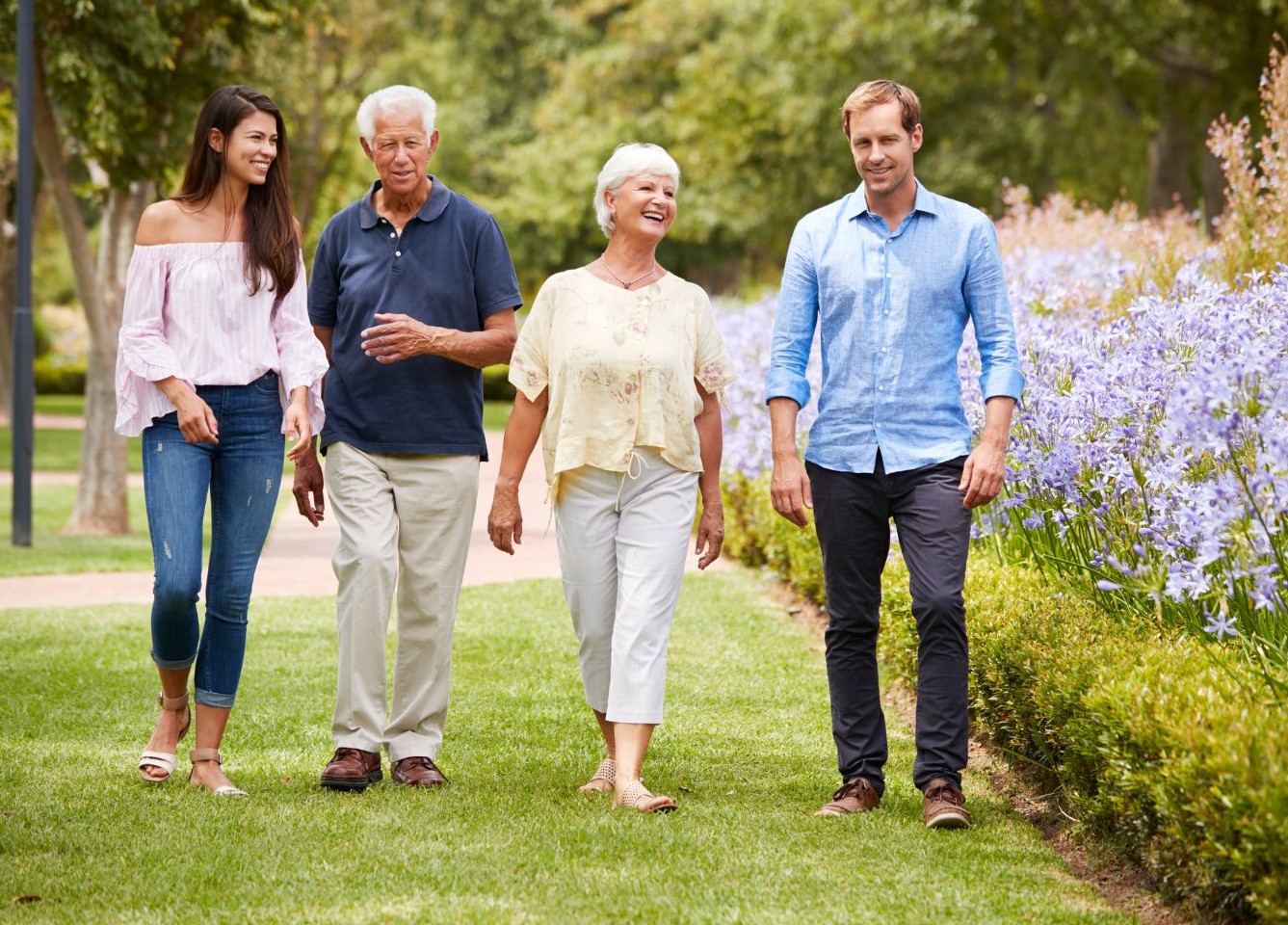 The Thompson family walking together